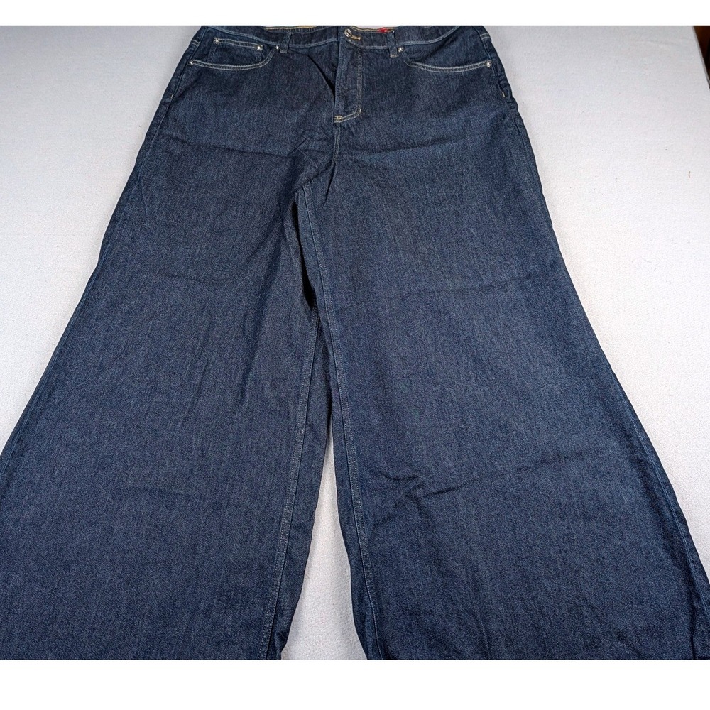Spanx Wide Leg Jeans Dark Wash Indigo Pull On Shaping Denim Women's Size 1X Tall